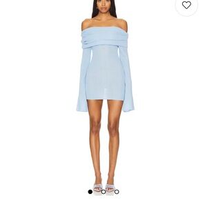Chic Off-Shoulder Light Blue Mini Dress